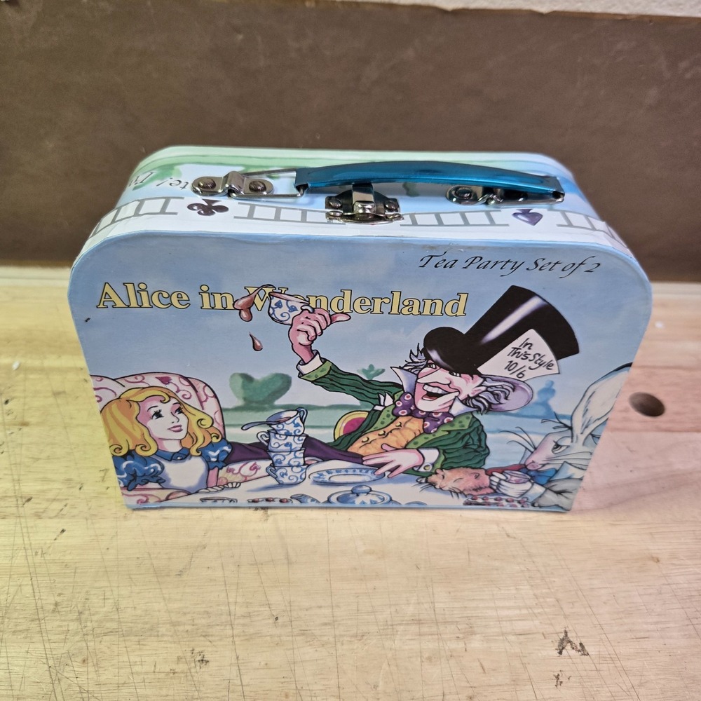 Alice In Wonderland Tea Party Set 2 Cups 2 Saucers 2 Spoons Lunch box England
